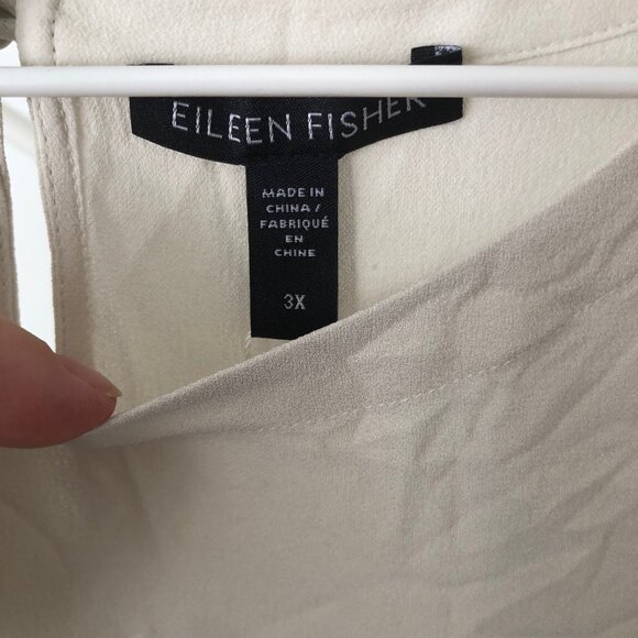 NWT EILEEN FISHER PLUS BONE SILK GEORGETTE CREW NECK TOP $228 3X - Picture 2 of 7